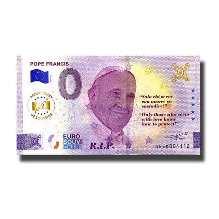 Anniversary 0 Euro Souvenir Banknote Pope Francis Italy SEEK 2025-12